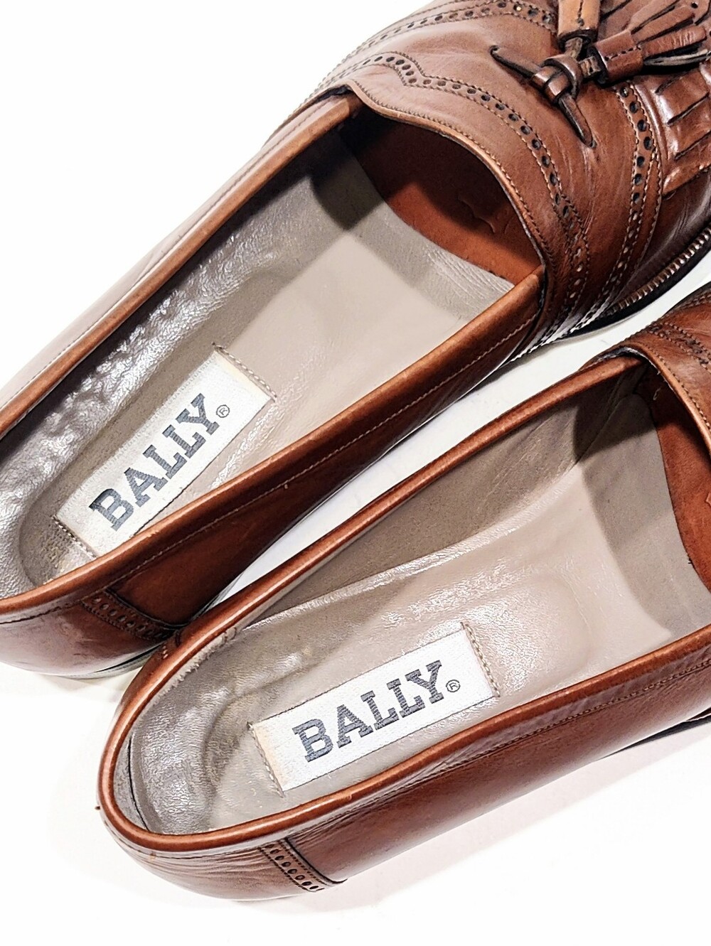 Bally Romolo Wingtip Tassel Loafers Men 10.5 D Tan Brown Leather Italy Shoes - Picture 7 of 11